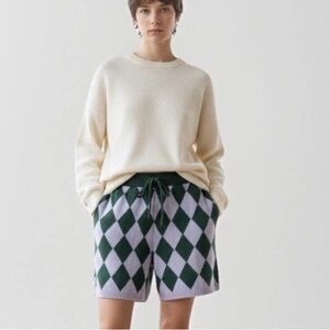 Bp. Vintage Style Diamond Knit Shorts Purple Green Sweater Shorts XSMALL NEW
